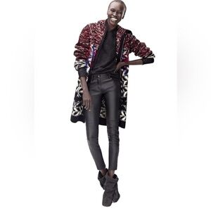 Isabel Marant x H&M Braided Sides Leather Trousers Black Size 4